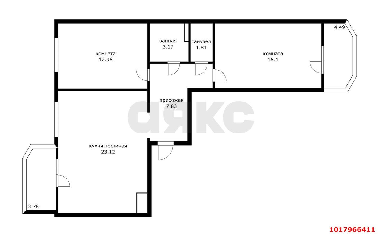 Фото №7: 2-комнатная квартира 64&nbsp;м², 13/19&nbsp;эт. - Краснодар, Прикубанский внутригородской округ, мкр. Достояние, ул. Григория Булгакова, 7