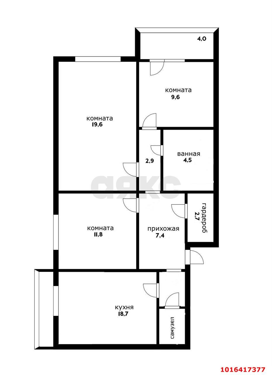 Фото №7: 3-комнатная квартира 78&nbsp;м², 15/16&nbsp;эт. - Краснодар, Прикубанский внутригородской округ, мкр. Восточно-Кругликовский, ул. Черкасская, 60/1