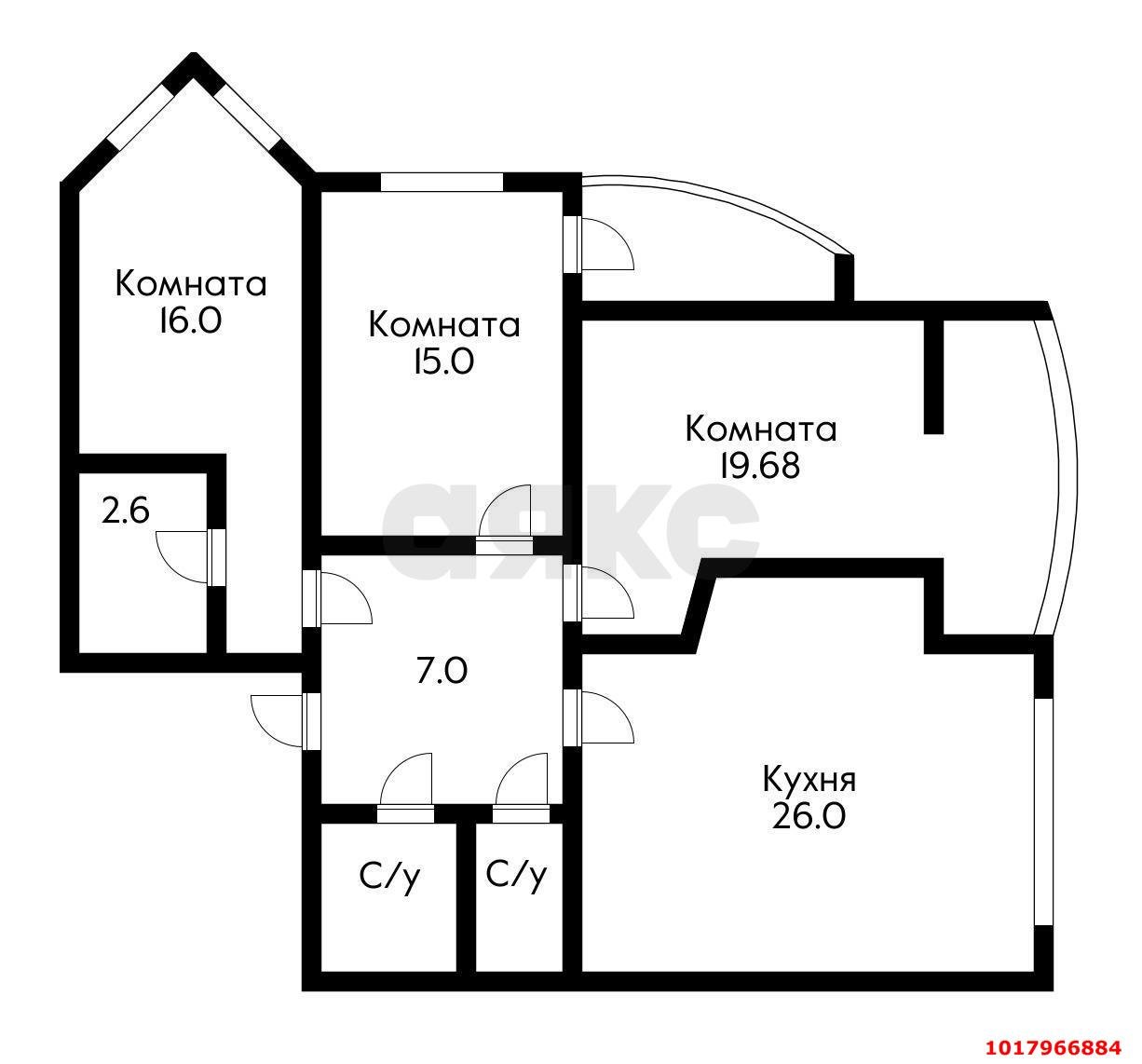 Фото №17: 3-комнатная квартира 88&nbsp;м², 6/18&nbsp;эт. - Краснодар, Прикубанский внутригородской округ, Фестивальный, Солнечный, мкр. ЖК Екатеринодар, пр-кт Константина Образцова, 6/3