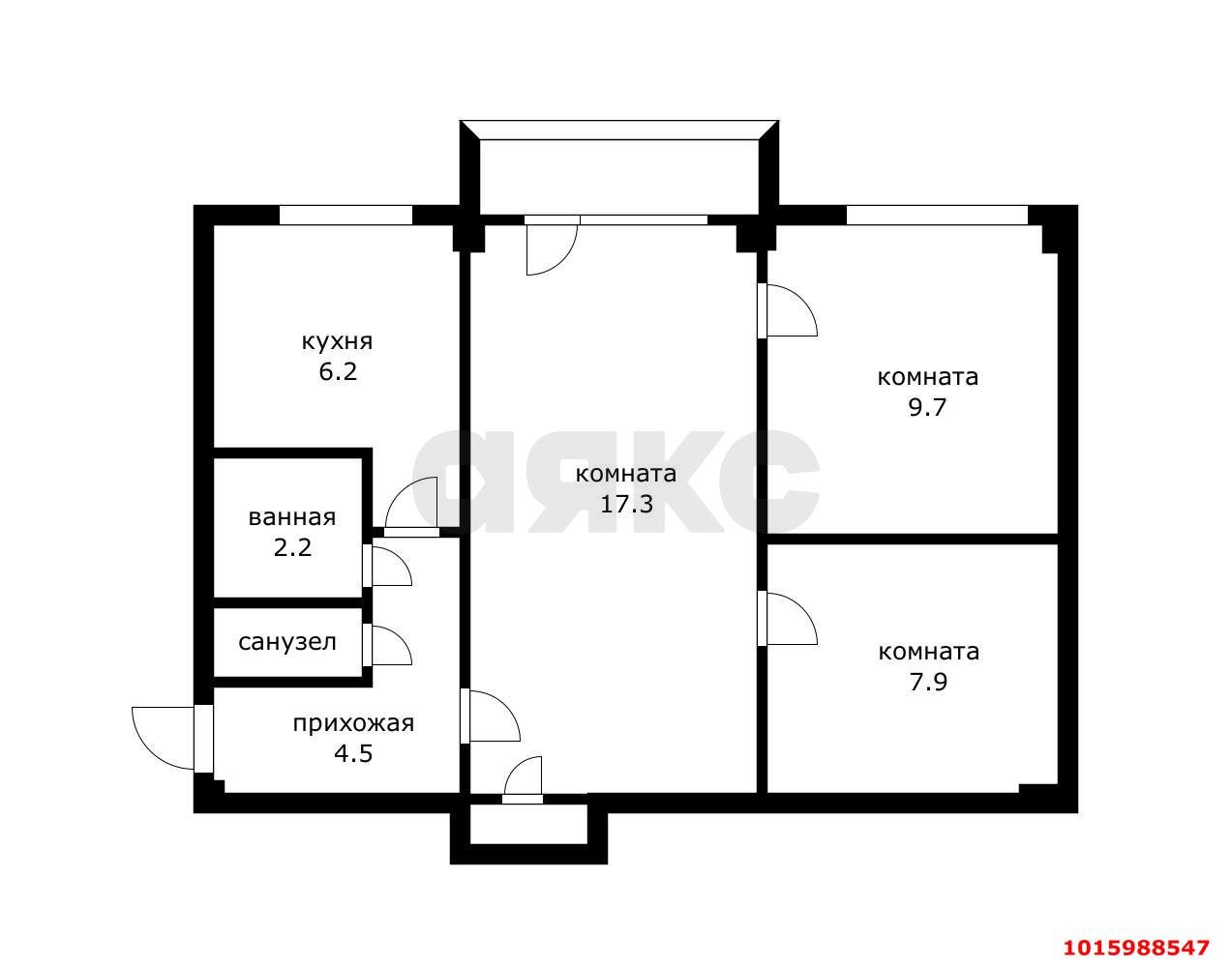 Фото №18: 3-комнатная квартира 50&nbsp;м², 3/5&nbsp;эт. - Краснодар, Прикубанский внутригородской округ, мкр. Фестивальный, ул. Атарбекова, 21