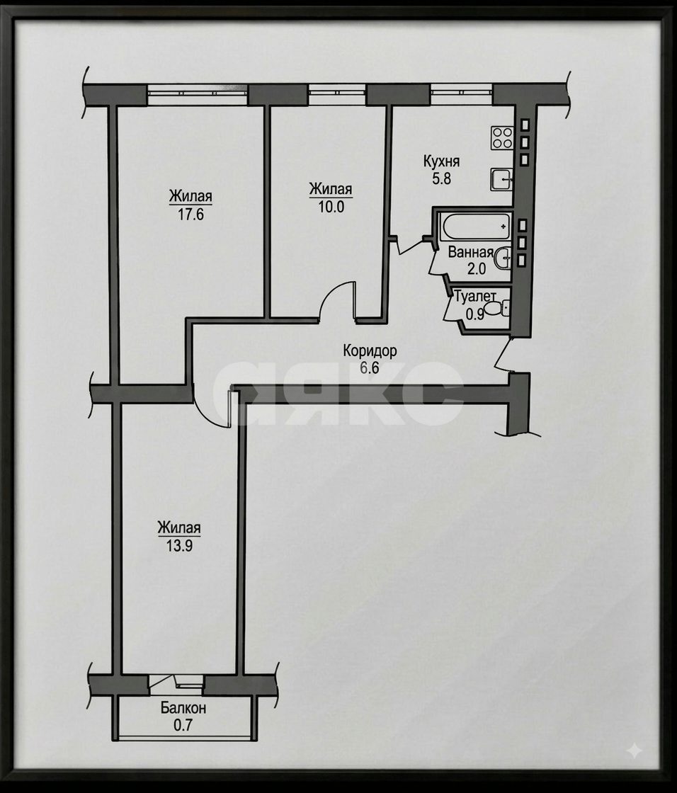 Фото №13: 3-комнатная квартира 57&nbsp;м², 4/5&nbsp;эт. - Майкоп, мкр. ЦКЗ, ул. Железнодорожная, 154