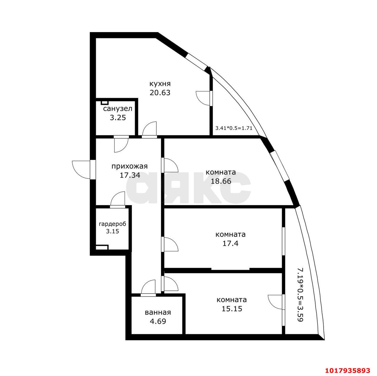 Фото №10: 3-комнатная квартира 111&nbsp;м², 1/24&nbsp;эт. - Краснодар, Центральный внутригородской округ, Черёмушки, мкр. ЖК Фонтаны, ул. Воронежская, 47/35