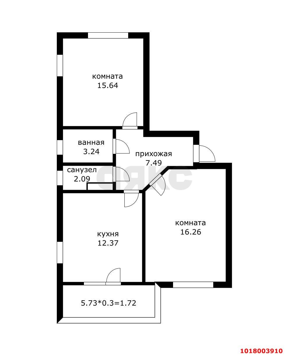 Фото №7: 2-комнатная квартира 63&nbsp;м², 12/12&nbsp;эт. - Краснодар, Прикубанский внутригородской округ, Славянский, мкр. Светлоград, ул. Красных Партизан, 1/4к7