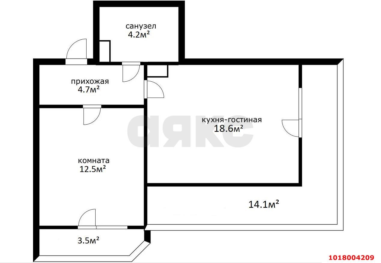 Фото №2: 1-комнатная квартира 59&nbsp;м², 6/24&nbsp;эт. - Краснодар, Карасунский внутригородской округ, Камвольно-суконный Комбинат, мкр. ЖК Урал, ул. Уральская, 87/7