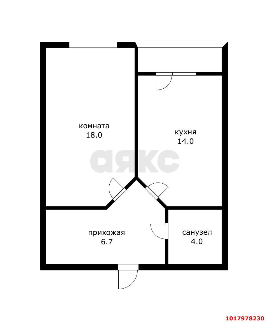 Фото №7: 1-комнатная квартира 42&nbsp;м², 4/5&nbsp;эт. - Берёзовый, Прикубанский внутригородской округ, мкр. Витаминкомбинат, ул. 2-я Целиноградская, 28