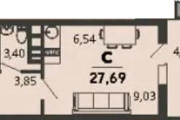 Фото №1: Студия 27 м², 4/9 эт. - Знаменский, мкр. Родные Просторы,
