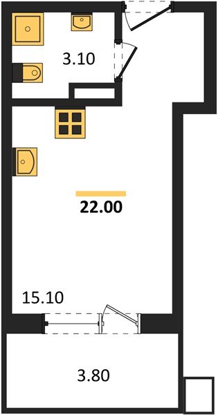 Фото №1: Студия 22&nbsp;м², 8/16&nbsp;эт. - Краснодар, Прикубанский внутригородской округ, мкр. Парк Победы