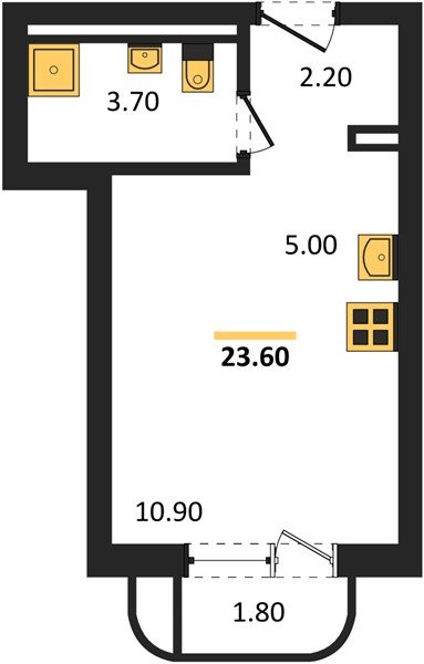 Фото №1: Студия 23&nbsp;м², 2/18&nbsp;эт. - Краснодар, Прикубанский внутригородской округ, ЖК Грейд, мкр. ЖК Грейд