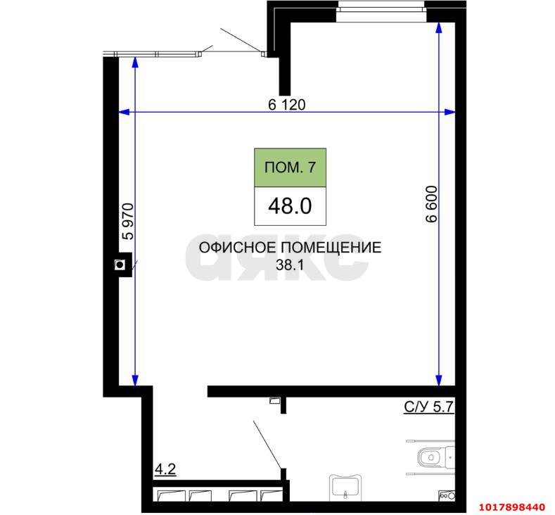 Фото №3: Торговое помещение 48&nbsp;м², 1/16&nbsp;эт. - Краснодар, Прикубанский внутригородской округ, мкр. жилой комплекс Дыхание, ул. Лётчика Позднякова, 2к27