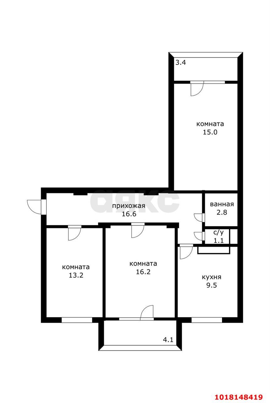 Фото №4: 3-комнатная квартира 82&nbsp;м², 16/19&nbsp;эт. - Краснодар, Прикубанский внутригородской округ, мкр. ЖК Красная Площадь, ул. Кореновская, 57к1