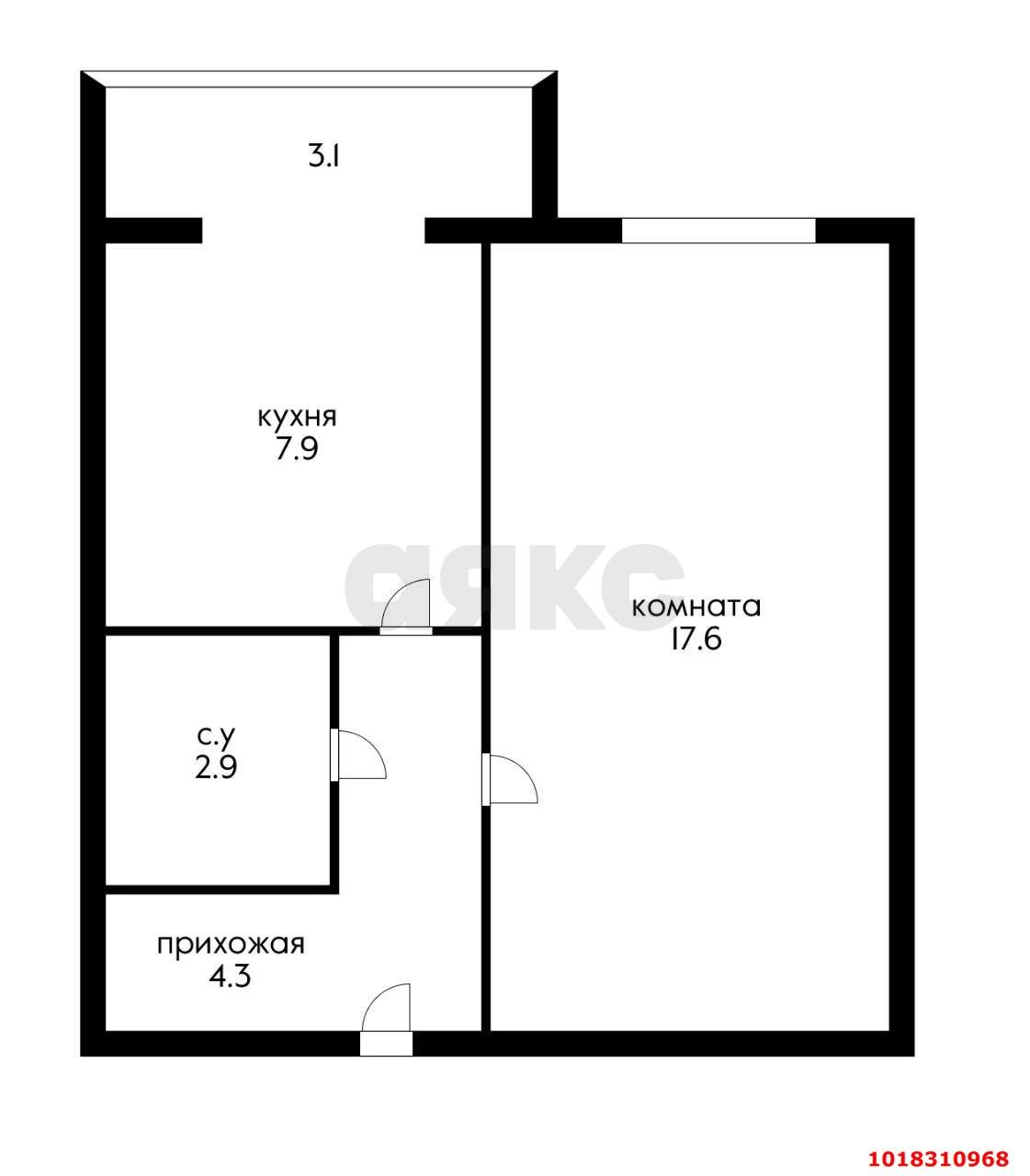 Фото №7: 1-комнатная квартира 37&nbsp;м², 2/3&nbsp;эт. - Краснодар, Прикубанский внутригородской округ, Калинино, мкр. Завод Радиоизмерительных Приборов, б-р Интернациональный, 110/1