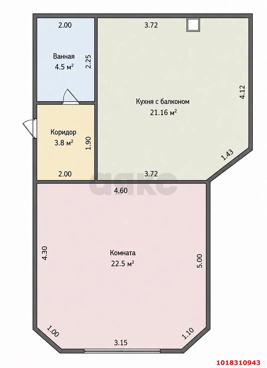 Фото №11: 1-комнатная квартира 50&nbsp;м², 1/5&nbsp;эт. - Краснодар, Прикубанский внутригородской округ, Круглик, мкр. Табачная Фабрика, ул. Кругликовская, 3/4