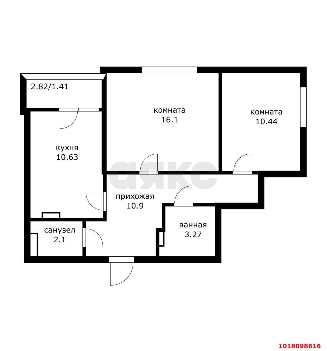 Фото №12: 2-комнатная квартира 56&nbsp;м², 16/18&nbsp;эт. - Краснодар, Прикубанский внутригородской округ, жилой комплекс Аксиома, мкр. Догма Парк, ул. Марины Цветаевой, 17к2