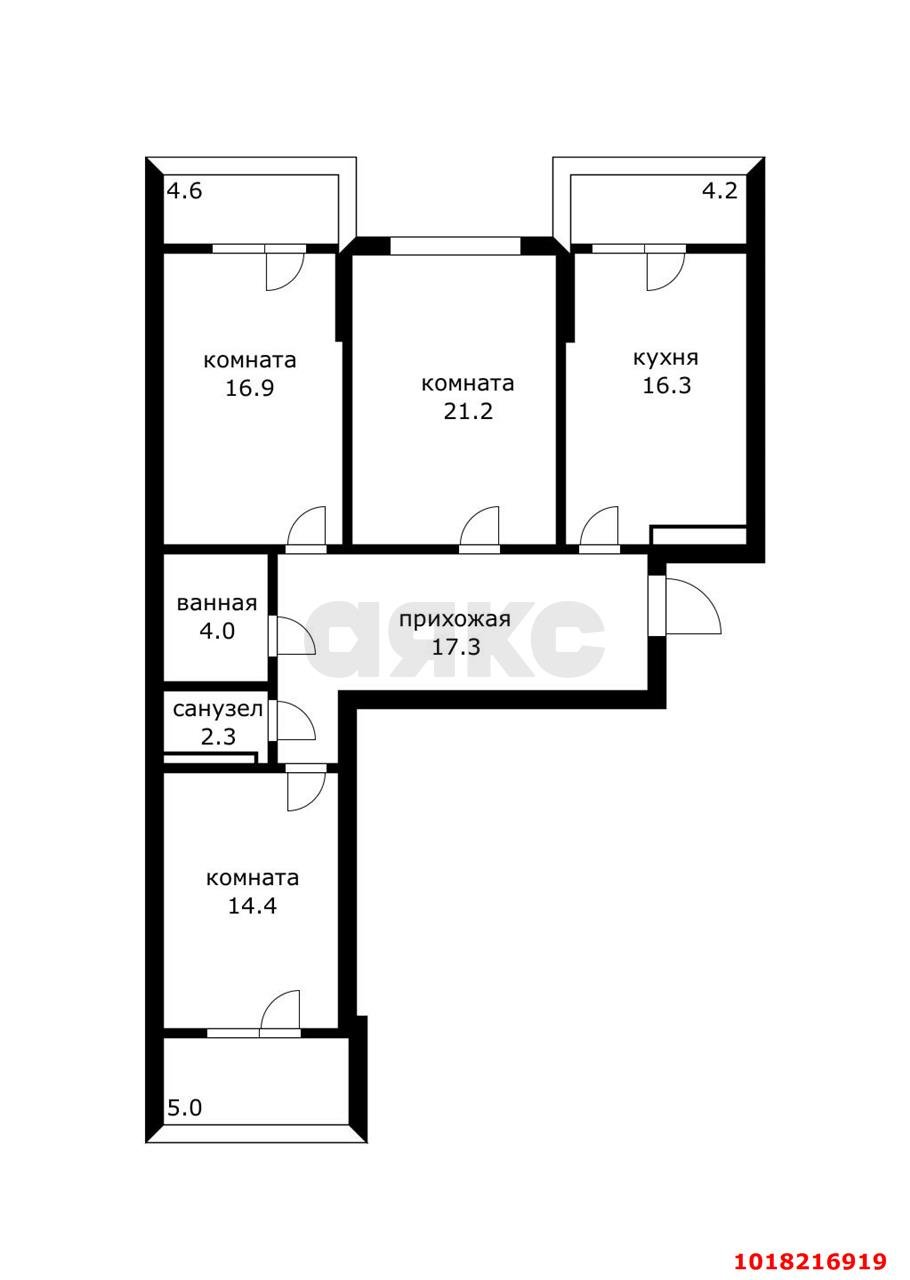 Фото №12: 3-комнатная квартира 106&nbsp;м², 19/24&nbsp;эт. - Краснодар, Прикубанский внутригородской округ, 40 лет Победы, мкр. жилой комплекс Достоевский, ул. Достоевского, 84/1