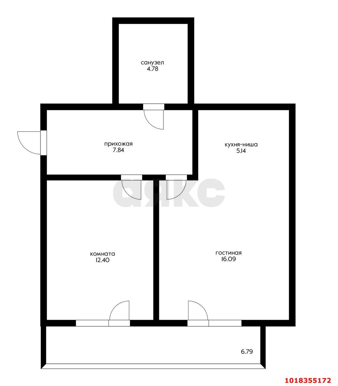 Фото №16: 1-комнатная квартира 45&nbsp;м², 3/6&nbsp;эт. - Новая Адыгея, мкр. ЖК Виноград 2, ул. Бжегокайская, 25/1к16