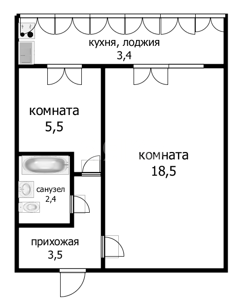 Фото №16: 2-комнатная квартира 33&nbsp;м², 3/9&nbsp;эт. - Анапа, ул. Астраханская, 84