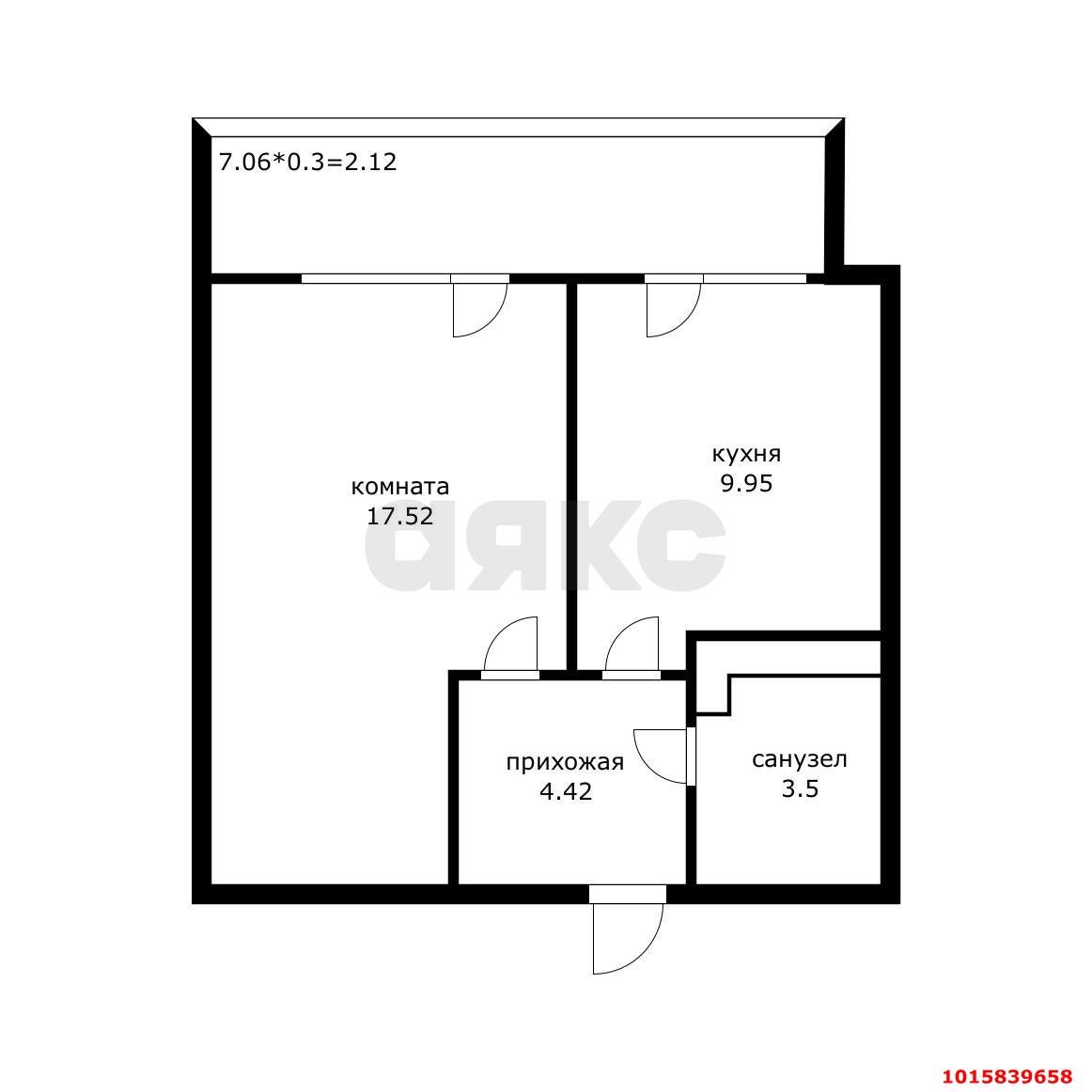 Фото №7: 1-комнатная квартира 42&nbsp;м², 2/22&nbsp;эт. - Краснодар, Карасунский внутригородской округ, Хлопчато-бумажный Комбинат, мкр. ЖК Альфа, ул. Уральская, 100/5