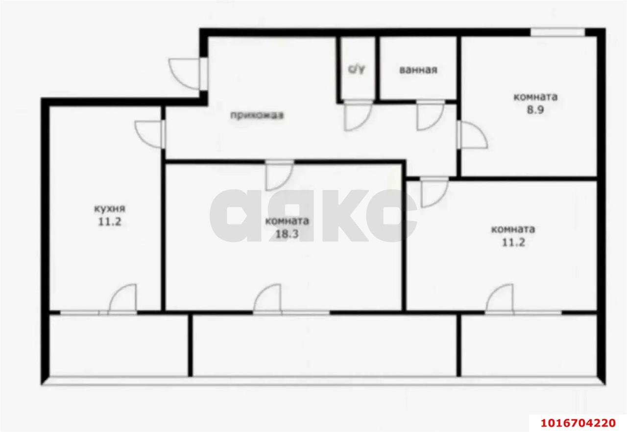 Фото №14: 3-комнатная квартира 72&nbsp;м², 4/9&nbsp;эт. - Краснодар, Прикубанский внутригородской округ, мкр. Фестивальный, ул. Фестивальная, 16