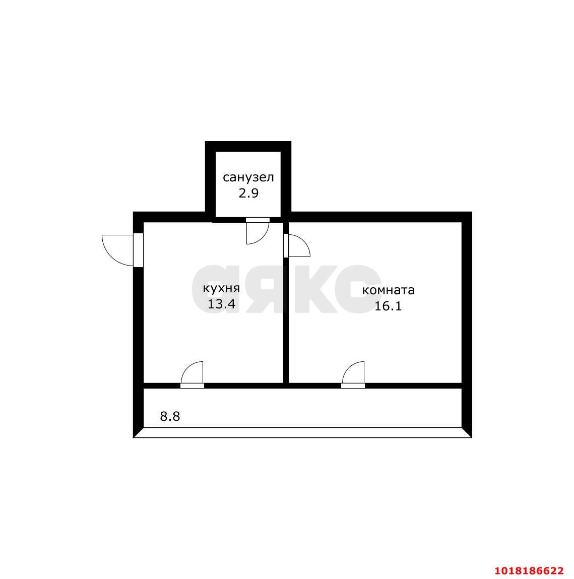 Фото №10: 1-комнатная квартира 32&nbsp;м², 5/5&nbsp;эт. - Краснодар, Западный внутригородской округ, мкр. Сельскохозяйственный Институт, ул. Алма-Атинская, 2Б
