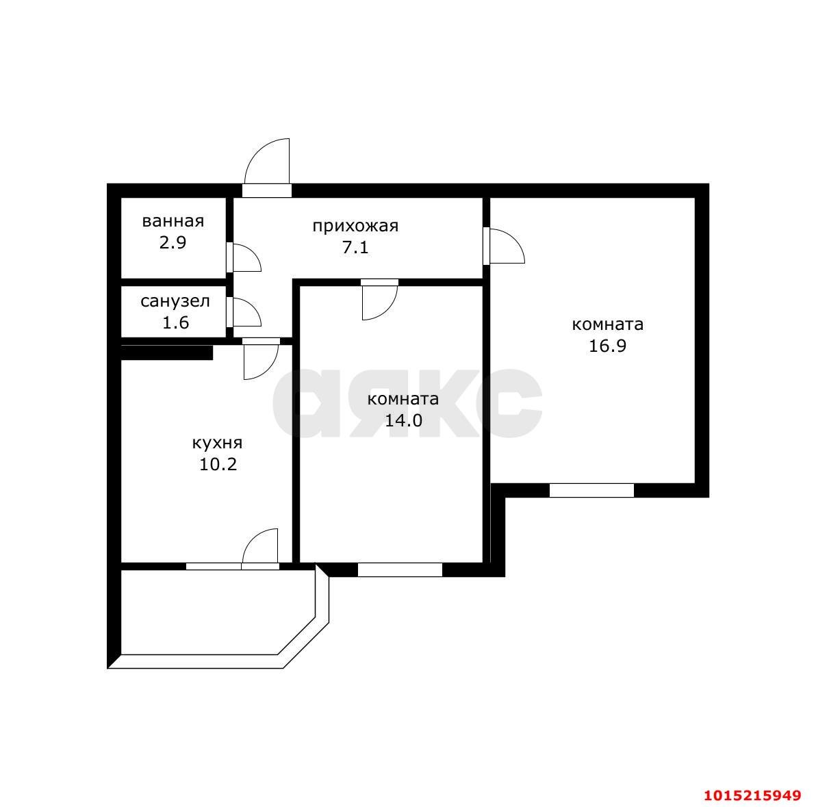 Фото №10: 2-комнатная квартира 55&nbsp;м², 7/14&nbsp;эт. - Краснодар, Прикубанский внутригородской округ, мкр. Молодёжный, ул. 3-я Целиноградская, 2