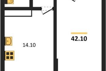 Фото №1: 1-комнатная квартира 42 м², 1/12 эт. - Краснодар, мкр. 9-й километр, ул. Ярославская, 115к2