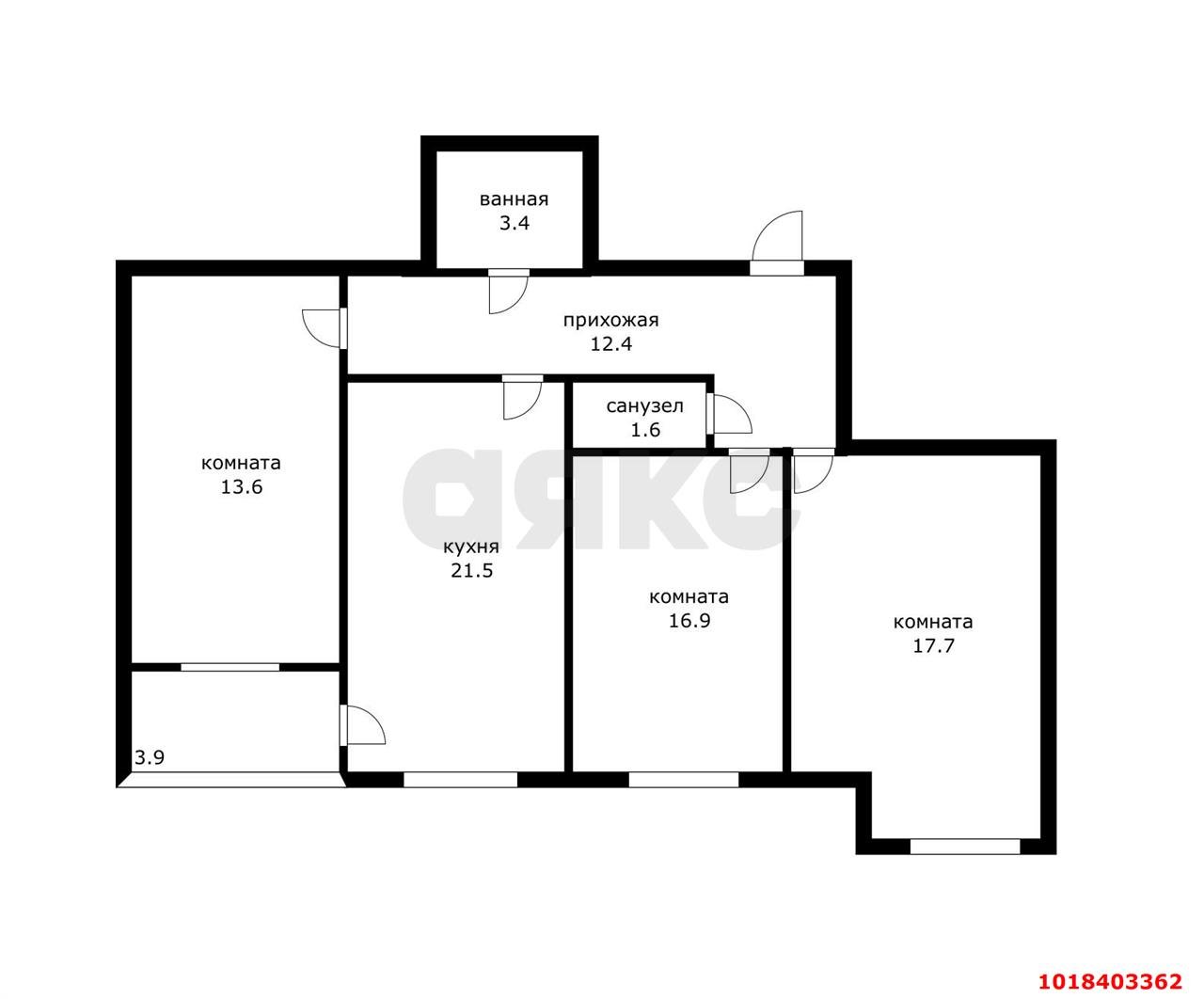Фото №15: 3-комнатная квартира 91&nbsp;м², 8/17&nbsp;эт. - Краснодар, Карасунский внутригородской округ, Черёмушки, мкр. ЖК Привилегия, ул. Селезнёва, 4/15к1