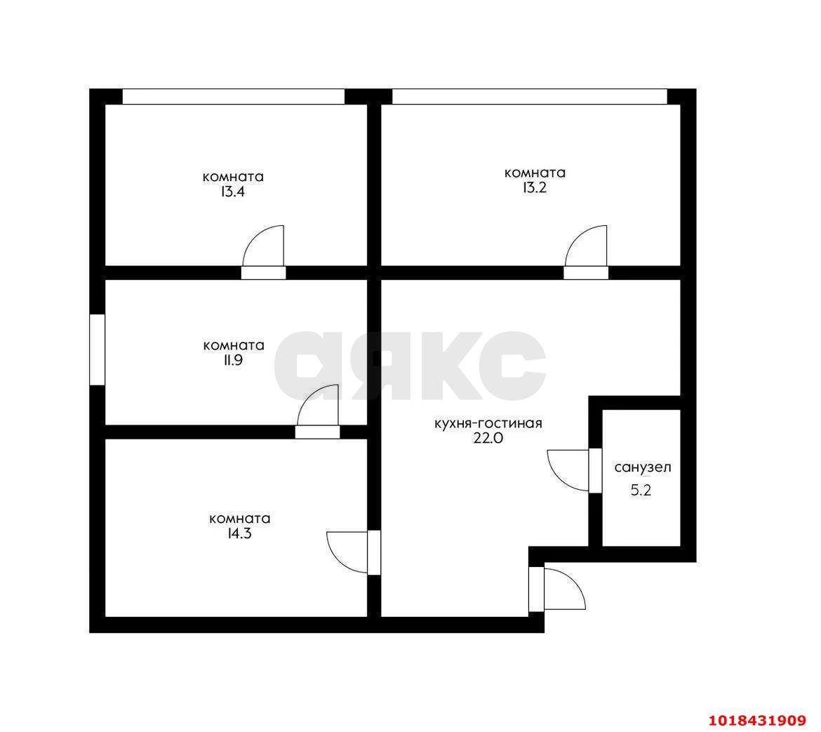 Фото №7: 4-комнатная квартира 78&nbsp;м², 1/5&nbsp;эт. - Краснодар, Прикубанский внутригородской округ, мкр. Славянский, ул. Славянская, 79
