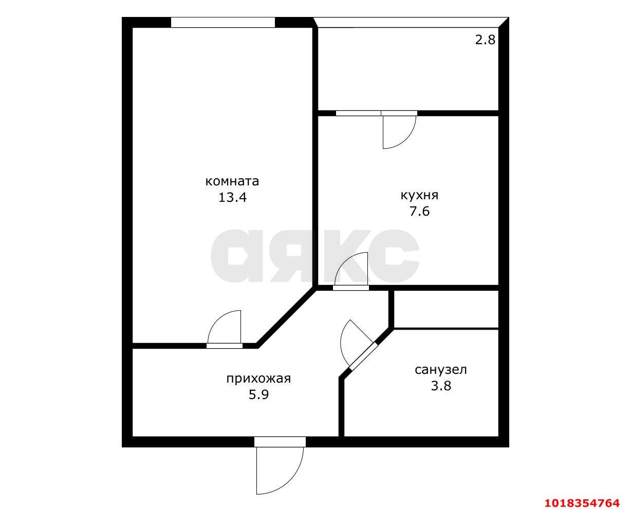 Фото №15: 1-комнатная квартира 33&nbsp;м², 8/9&nbsp;эт. - Яблоновский, мкр. жилой комплекс Портрет, ул. Луговая, 7Алит2
