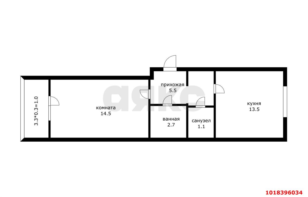 Фото №4: 1-комнатная квартира 36&nbsp;м², 3/5&nbsp;эт. - Новая Адыгея, мкр. жилой комплекс Мега, ул. Бжегокайская, 90/3к4