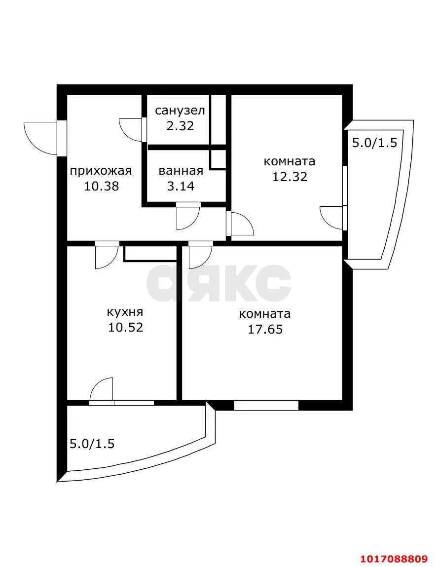 Фото №15: 2-комнатная квартира 60&nbsp;м², 16/16&nbsp;эт. - Краснодар, Прикубанский внутригородской округ, мкр. 9-й километр, пр-д Репина, 3/1к3