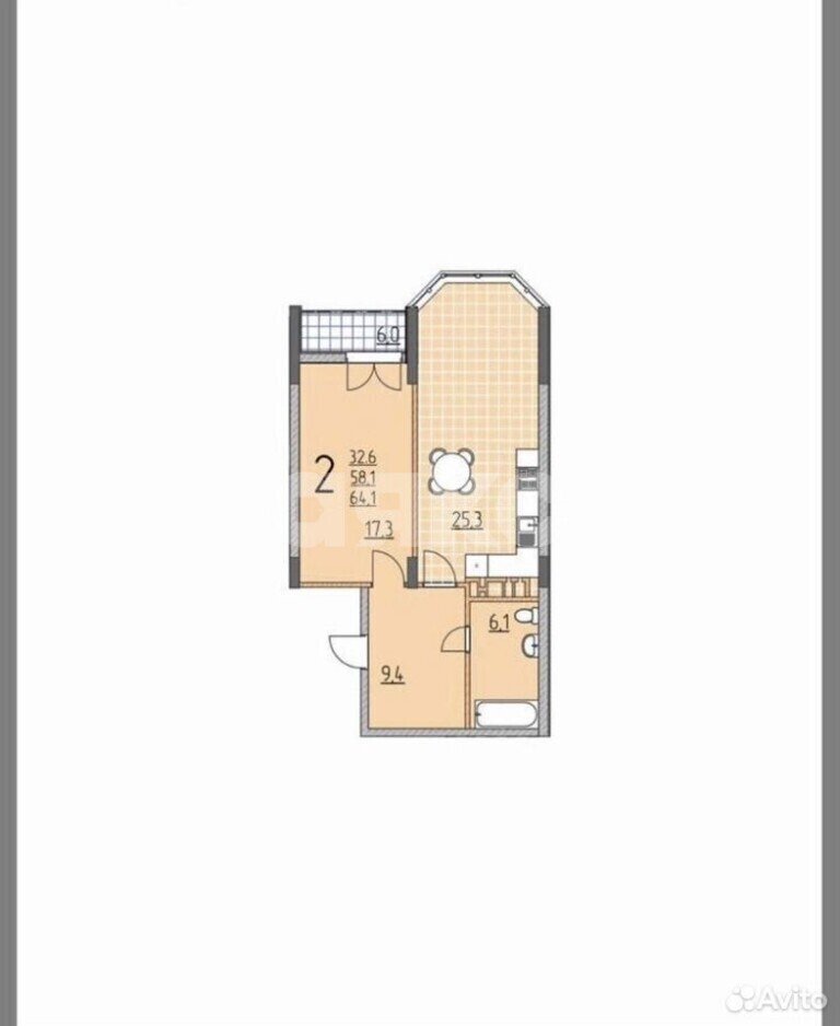 Фото №1: 2-комнатная квартира 60&nbsp;м², 6/9&nbsp;эт. - Геленджик, ул. Островского, 172