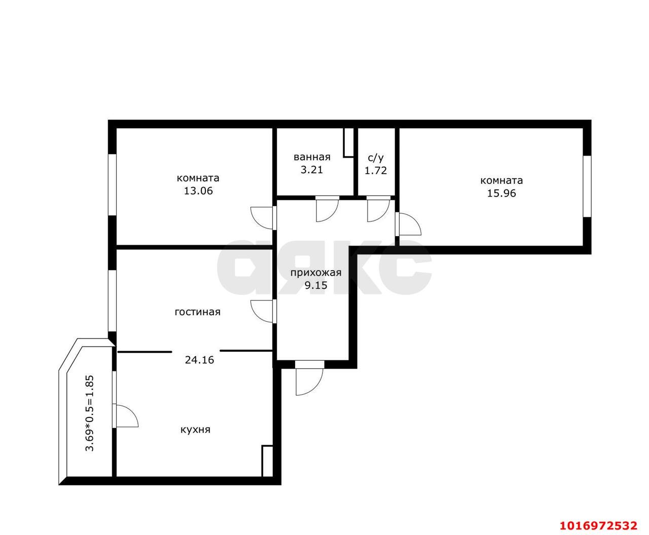 Фото №7: 3-комнатная квартира 71&nbsp;м², 4/18&nbsp;эт. - Краснодар, Прикубанский внутригородской округ, мкр. Достояние, ул. Григория Булгакова, 16