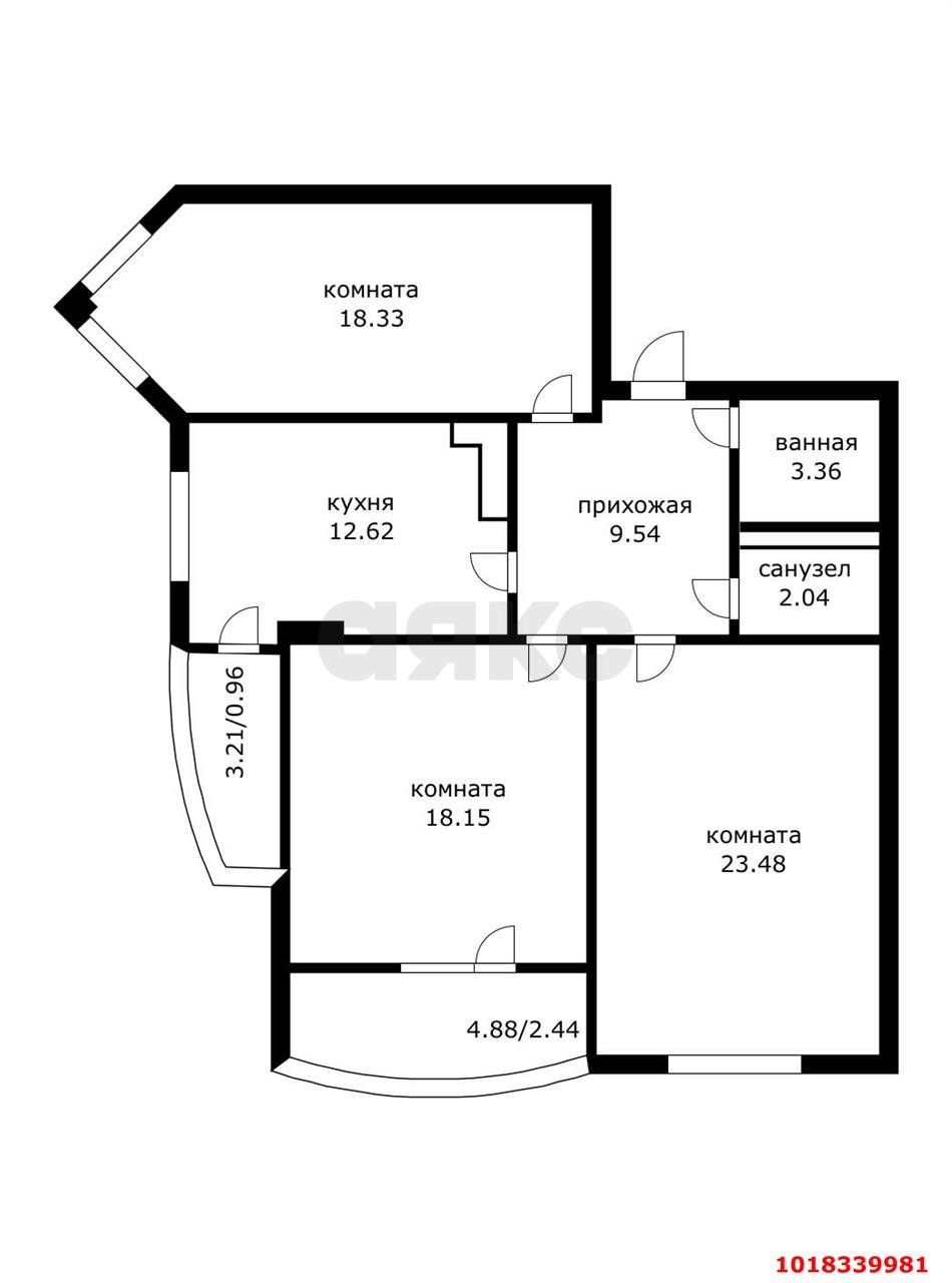 Фото №26: 3-комнатная квартира 90&nbsp;м², 15/18&nbsp;эт. - Краснодар, Прикубанский внутригородской округ, Фестивальный, Солнечный, мкр. ЖК Екатеринодар, пр-кт Константина Образцова, 6/1