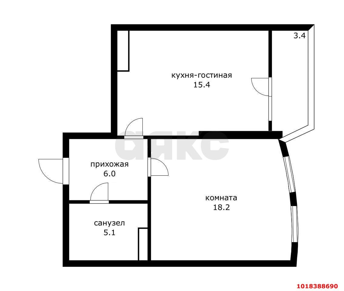 Фото №9: 1-комнатная квартира 48&nbsp;м², 19/21&nbsp;эт. - Краснодар, Карасунский внутригородской округ, Хлопчато-бумажный Комбинат, мкр. ЖК Альфа, ул. Уральская, 100/5