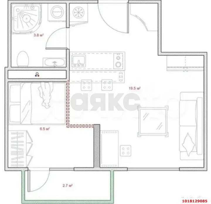 Фото №16: 1-комнатная квартира 32&nbsp;м², 4/11&nbsp;эт. - Краснодар, Прикубанский внутригородской округ, мкр. жилой комплекс Спортивная Деревня, ул. Западный Обход, 42к7