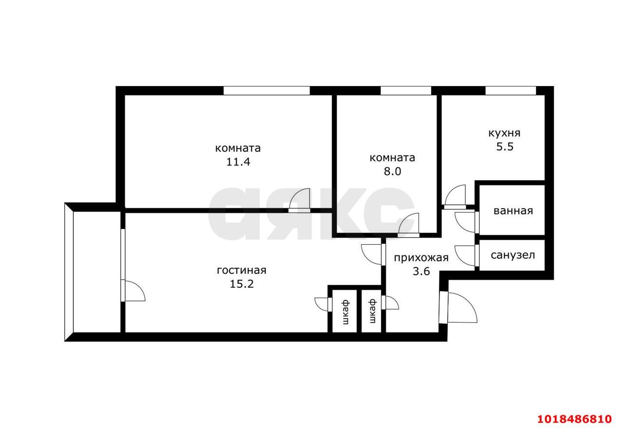 Фото №7: 3-комнатная квартира 54&nbsp;м², 5/5&nbsp;эт. - Краснодар, Центральный внутригородской округ, мкр. Черёмушки, ул. Бургасская, 4