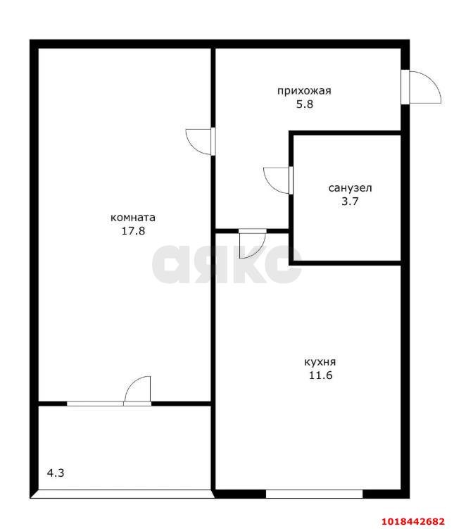 Фото №25: 1-комнатная квартира 43&nbsp;м², 2/7&nbsp;эт. - Краснодар, Прикубанский внутригородской округ, мкр. Музыкальный, ул. имени Дунаевского И.И., 22Б