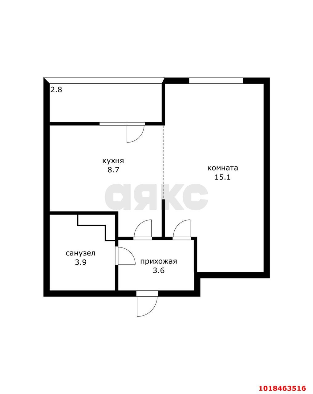 Фото №6: 1-комнатная квартира 35&nbsp;м², 5/9&nbsp;эт. - Краснодар, Карасунский внутригородской округ, ЖК Марсель 2, ж/р Новознаменский, ул. Войсковая, 22к2