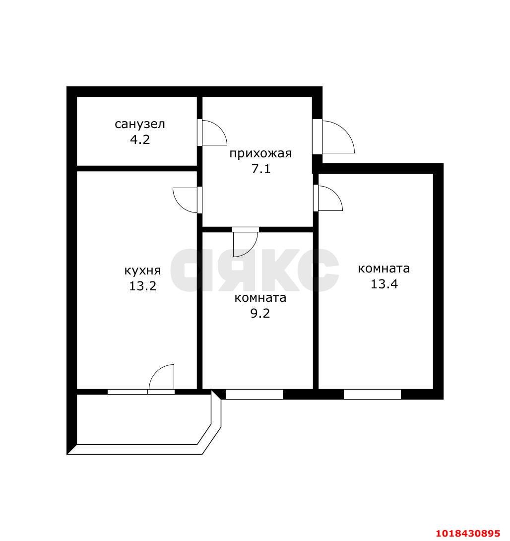 Фото №11: 2-комнатная квартира 48&nbsp;м², 3/4&nbsp;эт. - Яблоновский, мкр. ЖК Гагарина-2, ул. Гагарина, 155/3