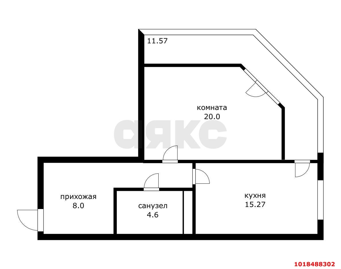 Фото №7: 1-комнатная квартира 58&nbsp;м², 11/24&nbsp;эт. - Краснодар, Прикубанский внутригородской округ, Фестивальный, мкр. ЖК На Высоте, ул. Каляева, 263/4к1