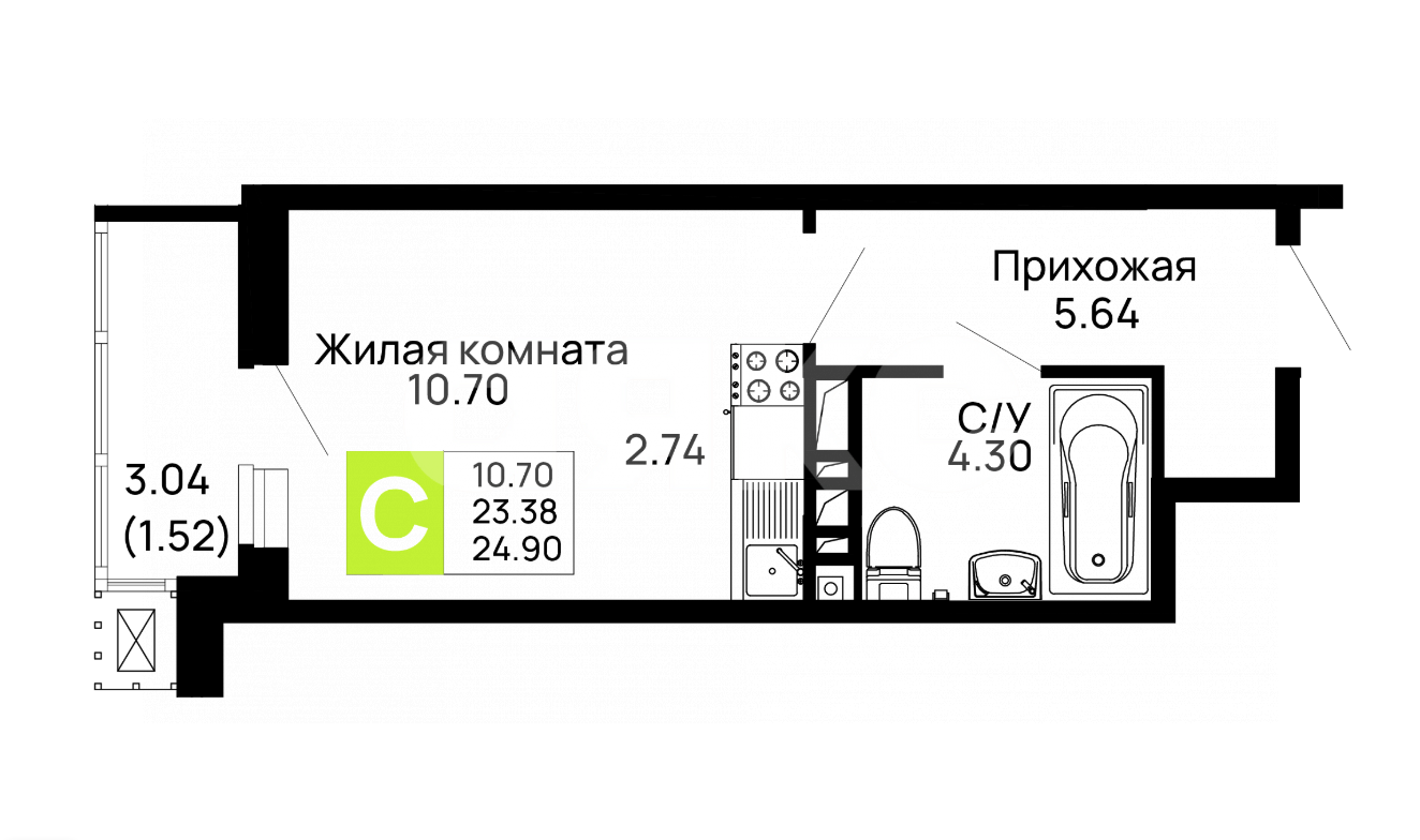 Фото №19: Студия 24 м² - Майкоп, ул. Индустриальная, 2