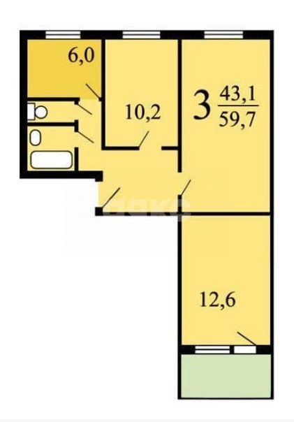 Фото №10: 3-комнатная квартира 60 м² - Москва, 2-й квартал, ул. Рублёвское шоссе, 127