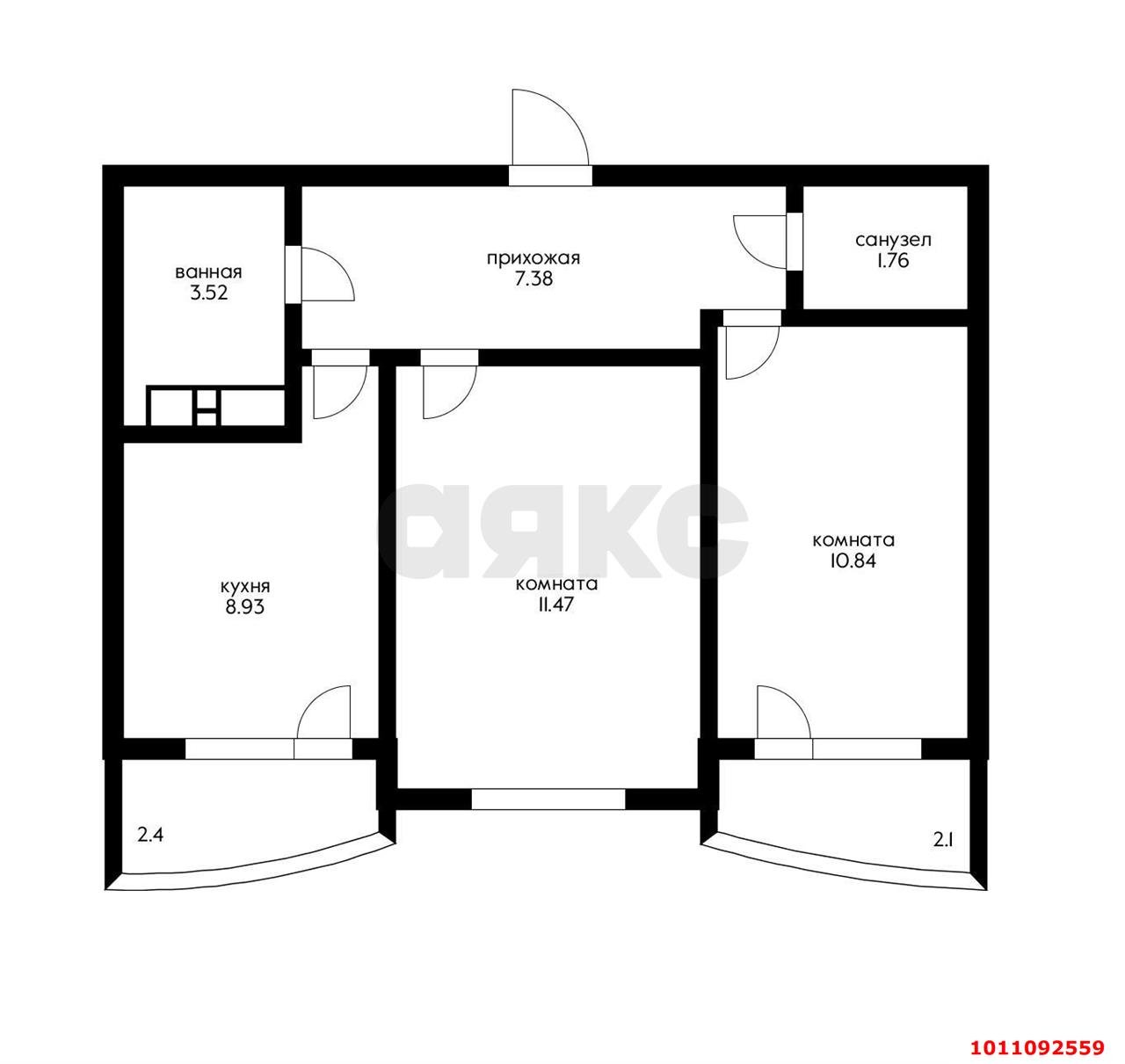 Фото №4: 2-комнатная квартира 46 м² - Краснодар, имени Петра Метальникова, ул. Петра Метальникова, 36