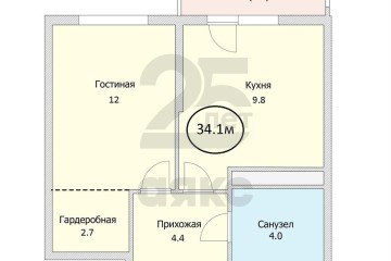 Фото №4: 1-комнатная квартира 34 м² - Краснодар, мкр. жилой комплекс Отражение, ул. Конгрессная, 41к1