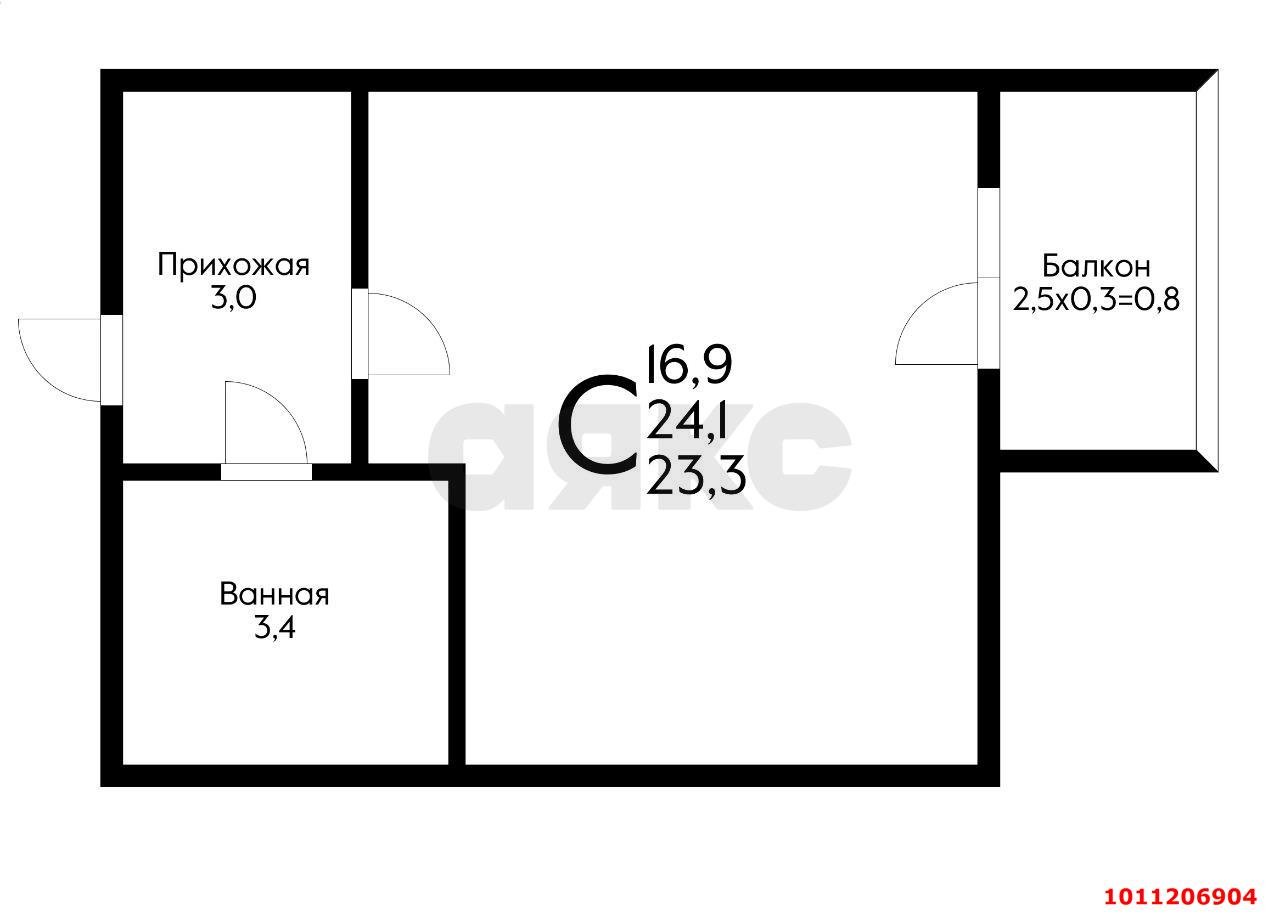 Фото №5: Студия 24 м² - Новая Адыгея, жилой комплекс Мята, ул. Бжегокайская, 23/1Ак1