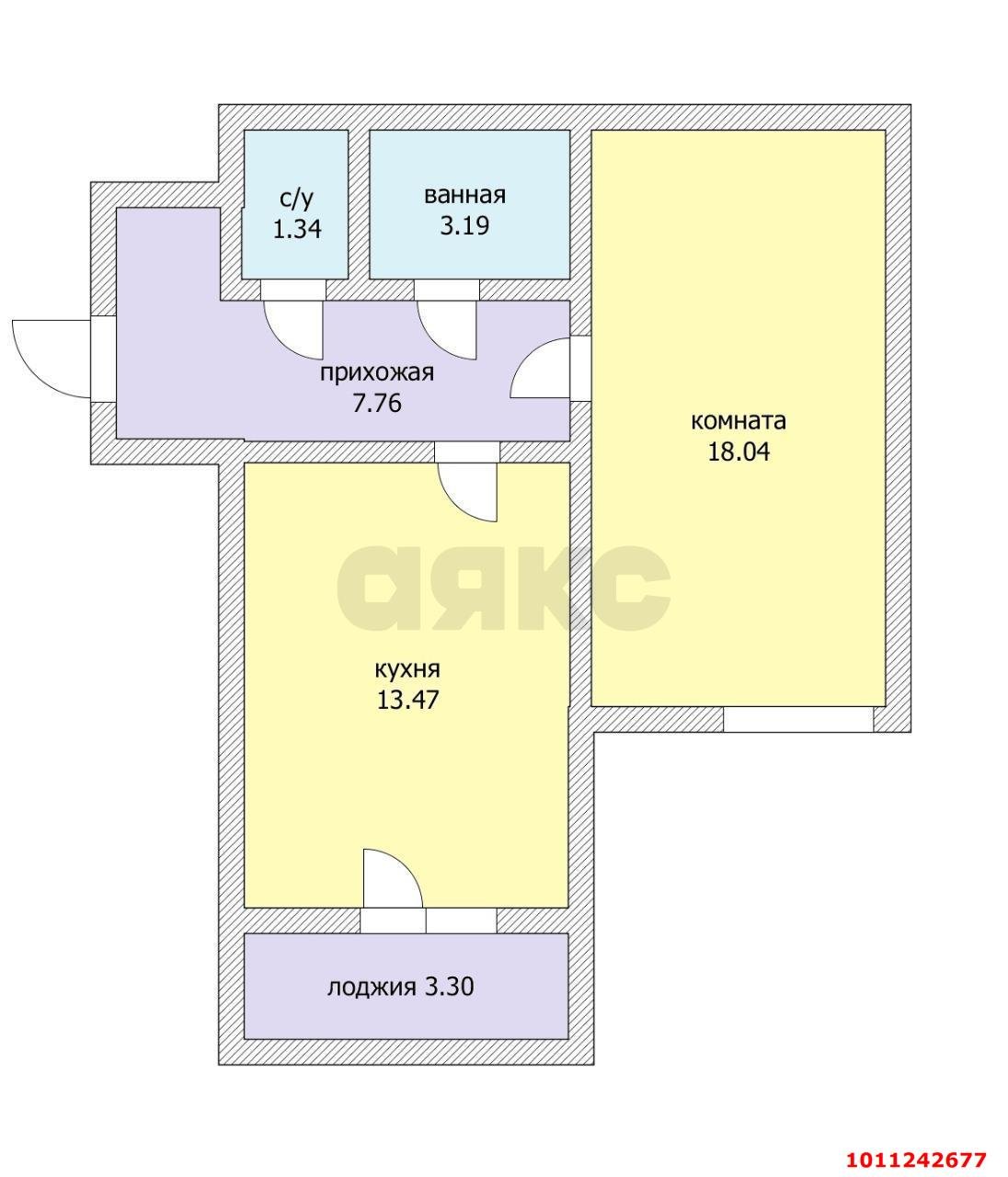 Фото №1: 1-комнатная квартира 45 м² - Краснодар, жилой комплекс Авиатор, ул. имени Валерия Гассия, 2