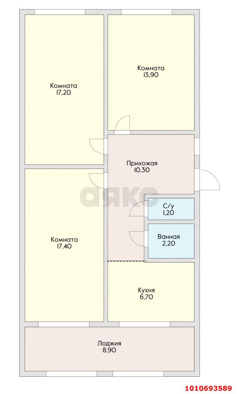 Фото №2: 3-комнатная квартира 86 м² - Краснодар, Гидростроителей, ул. Дмитрия Благоева, 18