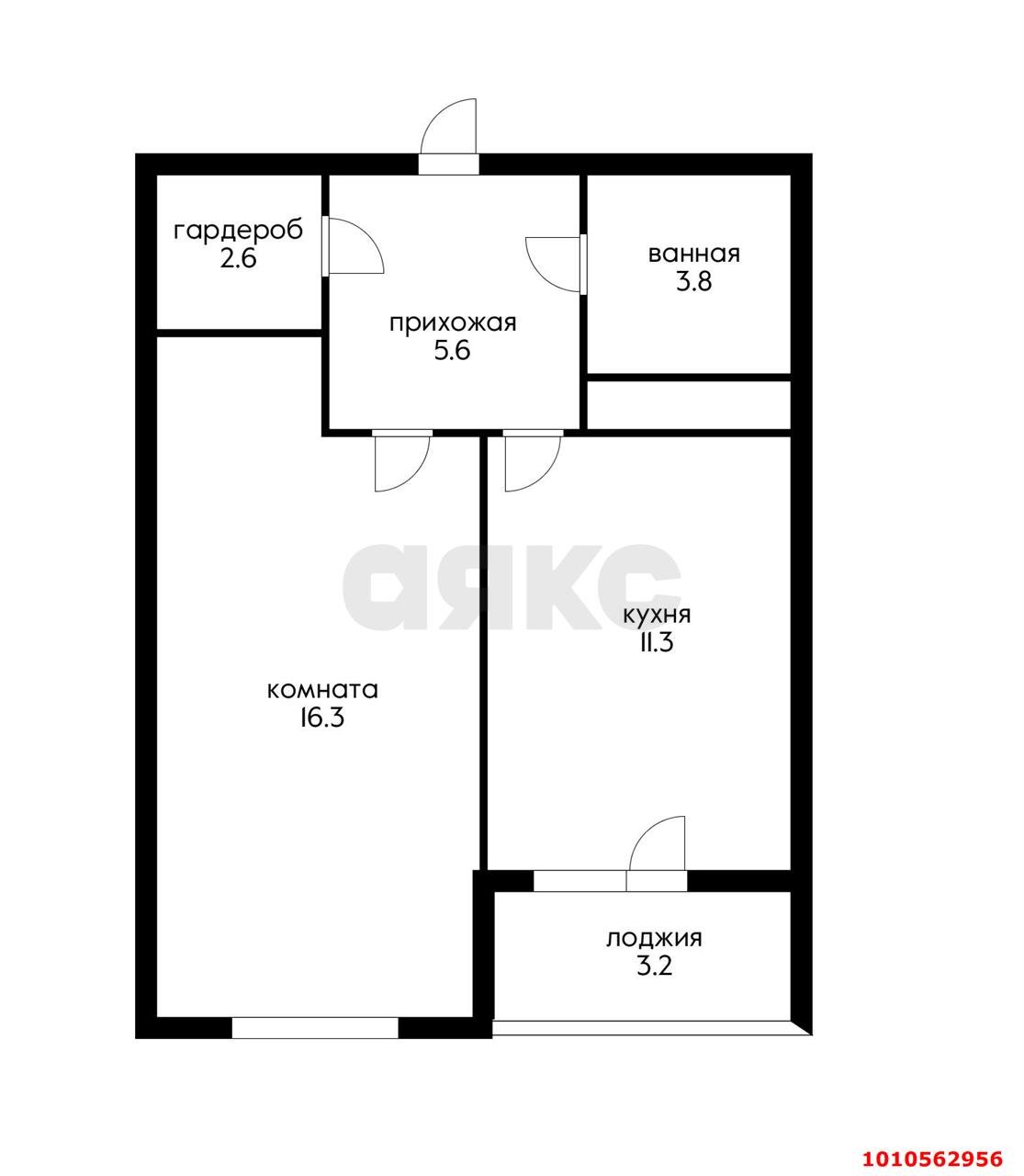 Фото №4: 1-комнатная квартира 38 м² - Краснодар, жилой комплекс Акварели-2, ул. Тепличная, 62/1к4