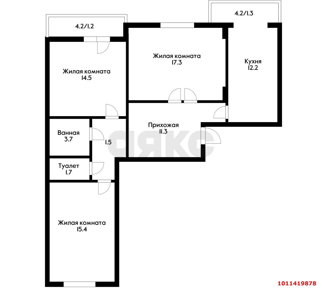 Фото №2: 3-комнатная квартира 90 м² - Краснодар, жилой комплекс Лиговский, ул. Героя Хабибуллина, 6