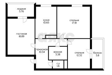 Фото №2: 3-комнатная квартира 91 м² - Краснодар, мкр. жилой комплекс На Стахановской, ул. Стахановская, 1/5